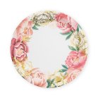 Large Round Disposable Paper Party Plates - Modern Floral - Set Of 8