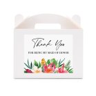 Personalized White Rectangle Paper Gift Box With Handle - Tropical Floral