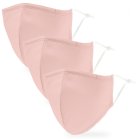 Variety 3-Pack Adult Reusable, Washable 3 Ply Cloth Face Masks With Filter Pockets - Blush Pink