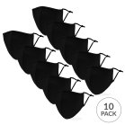 10-Pack Adult Reusable, Washable 3 Ply Cloth Face Masks With Filter Pockets - Classic Black