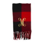 Personalized Red and Black Buffalo Plaid Scarf - Script Initial