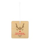 Personalized Wooden Square Christmas Tree Ornament - Rudolph