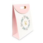 Personalized Blush Pink Paper Gift Bag With Handles - Blush Wreath Initial