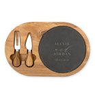 Personalized Wood & Slate Serving Board Set - Modern Couple