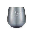 Custom Engraved 16 oz. Navy Metal Stemless Wine Glass - Mrs