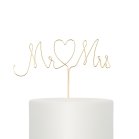 Mr. & Mrs. Twisted Wire Cake Topper - Gold