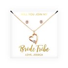 Personalized Bridal Party Heart & Crystal Jewelry Gift Set - Bride Tribe