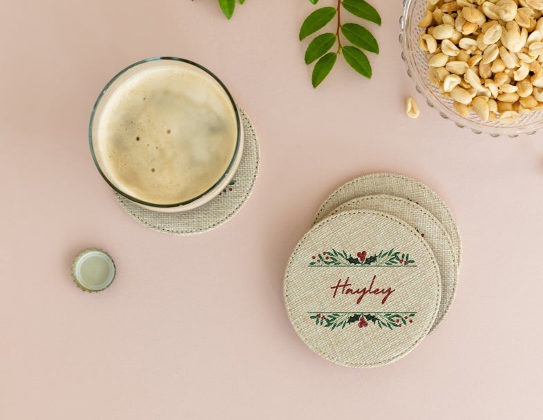 Shop Burlap Drink Coasters