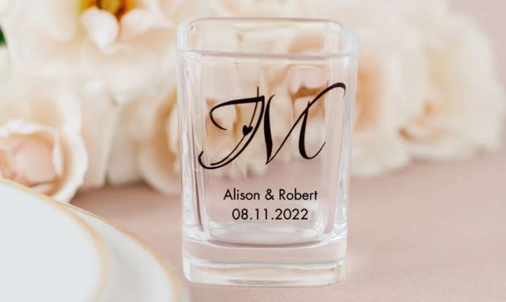 Personalized 2 oz. Square Shot Glass Favor