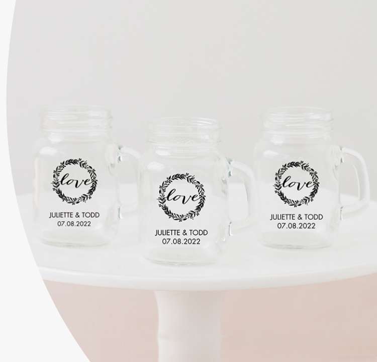 Personalized 4 oz. Mini Mason Jar Shot Glass Favor