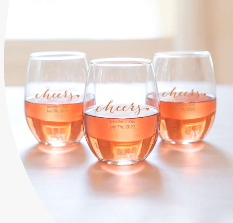 Personalized 15 oz. Stemless Wine Glass Favor